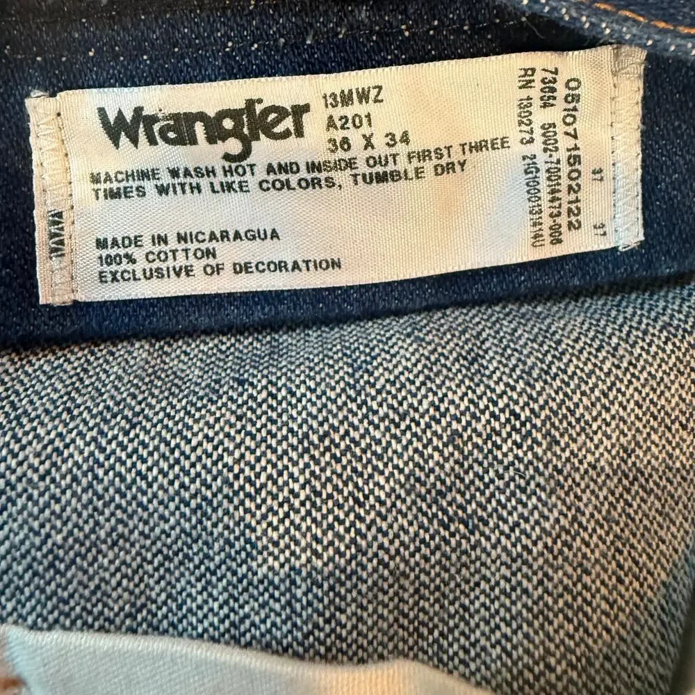Wrangler Men’s 36x34 Jeans 100% Cotton Cowboy Cut Western Workwear